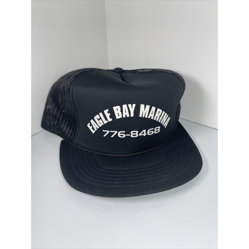 Vintage Eagle Bay Marina NY Snapback Trucker Hat Mesh‎ Rope Outdoor YuPoong